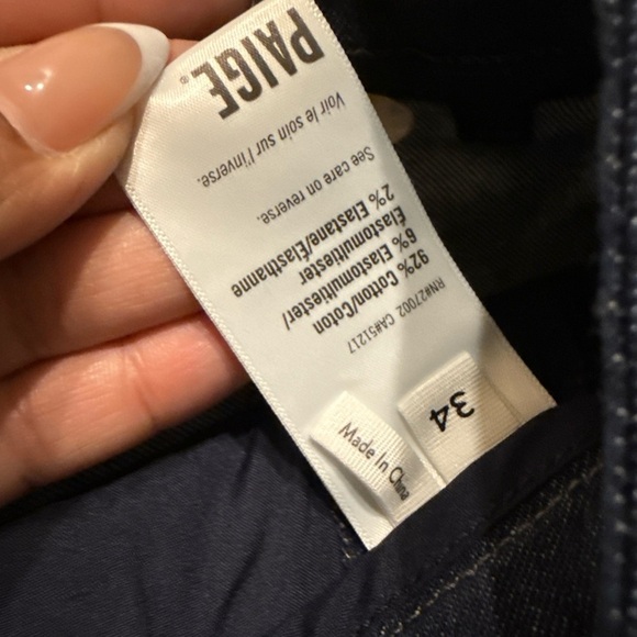 PAIGE DENIM CHAMBRAY DARK WASH PLEATED TROUSERS SZ 34 Retail $269 - Picture 6 of 6